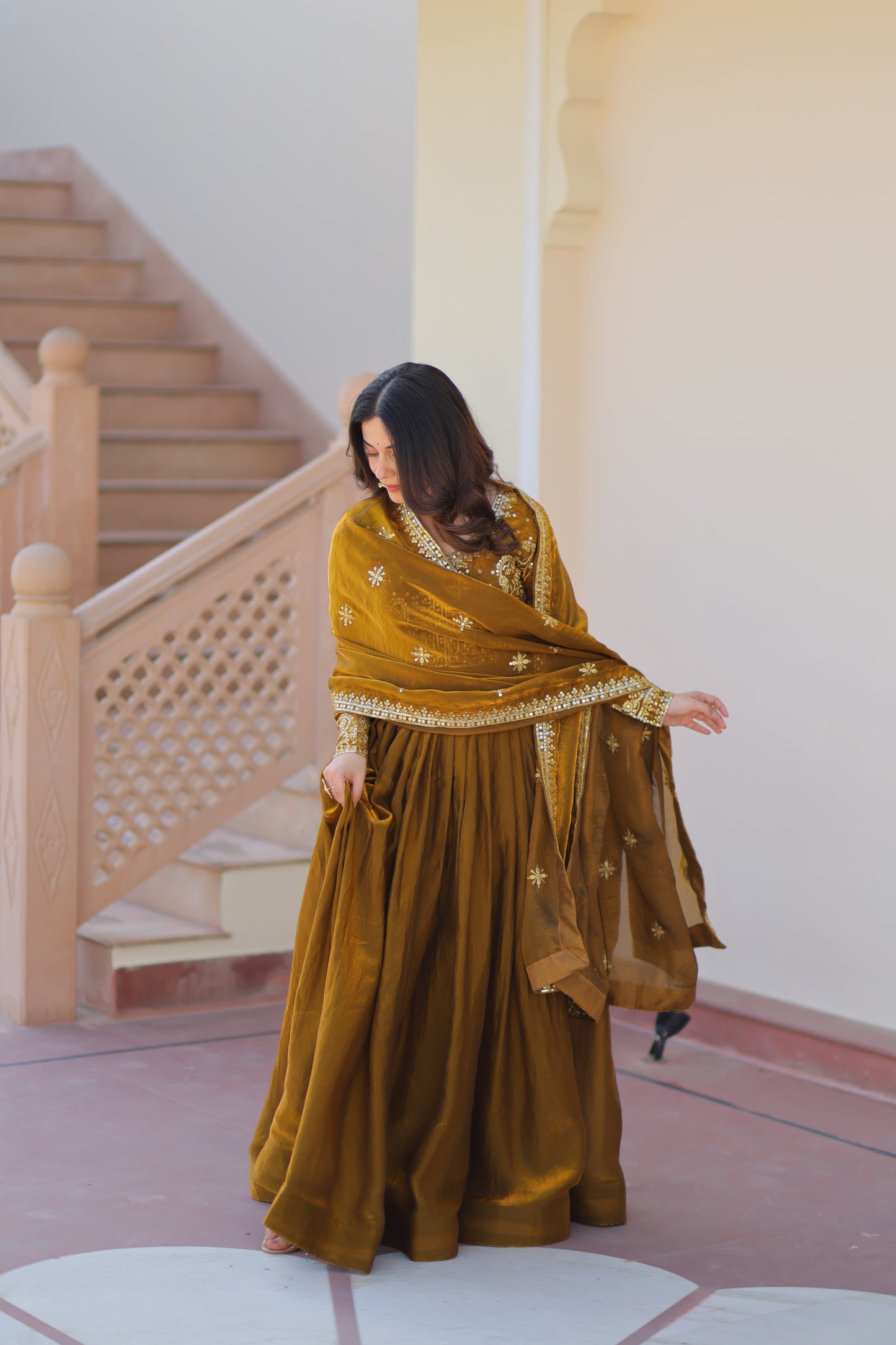 💗 Fendy Fabric gown with Sequins-Multi Embroidered Work Dupatta, it Designed to Smoothly Fitted all body types, gowns for women combine the best parts of  Indian Ethnic & Party wear into  stunning ensemble. 💝🤳 GOWN-DUPATTA COLLECTIONS 2025💃