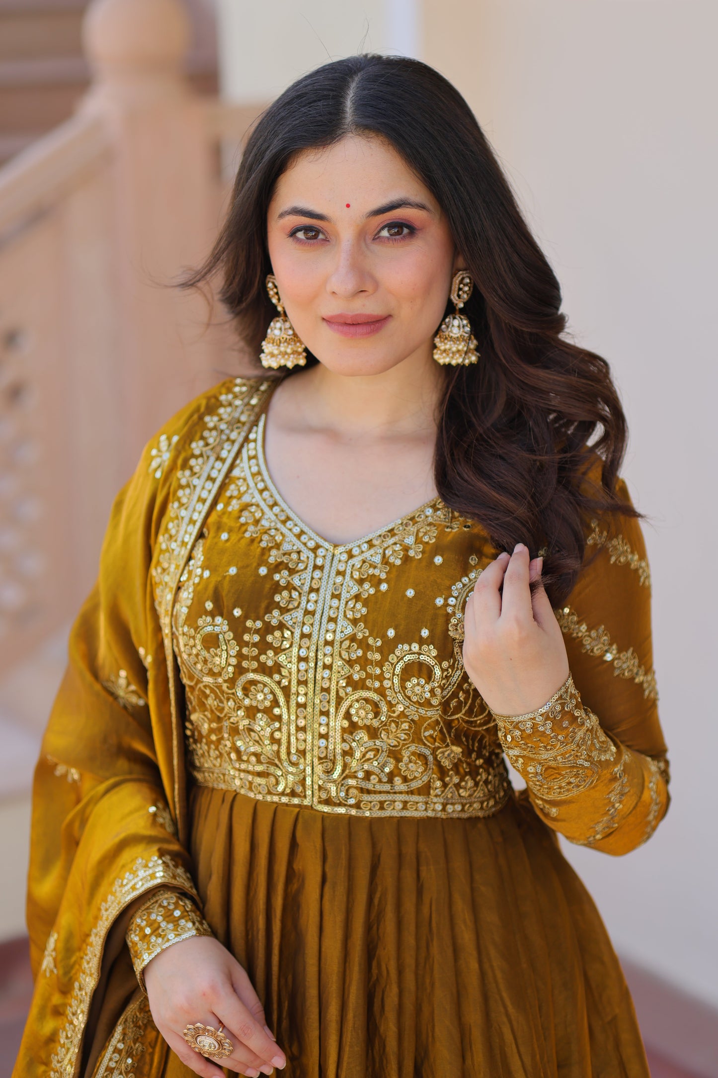 💗 Fendy Fabric gown with Sequins-Multi Embroidered Work Dupatta, it Designed to Smoothly Fitted all body types, gowns for women combine the best parts of  Indian Ethnic & Party wear into  stunning ensemble. 💝🤳 GOWN-DUPATTA COLLECTIONS 2025💃