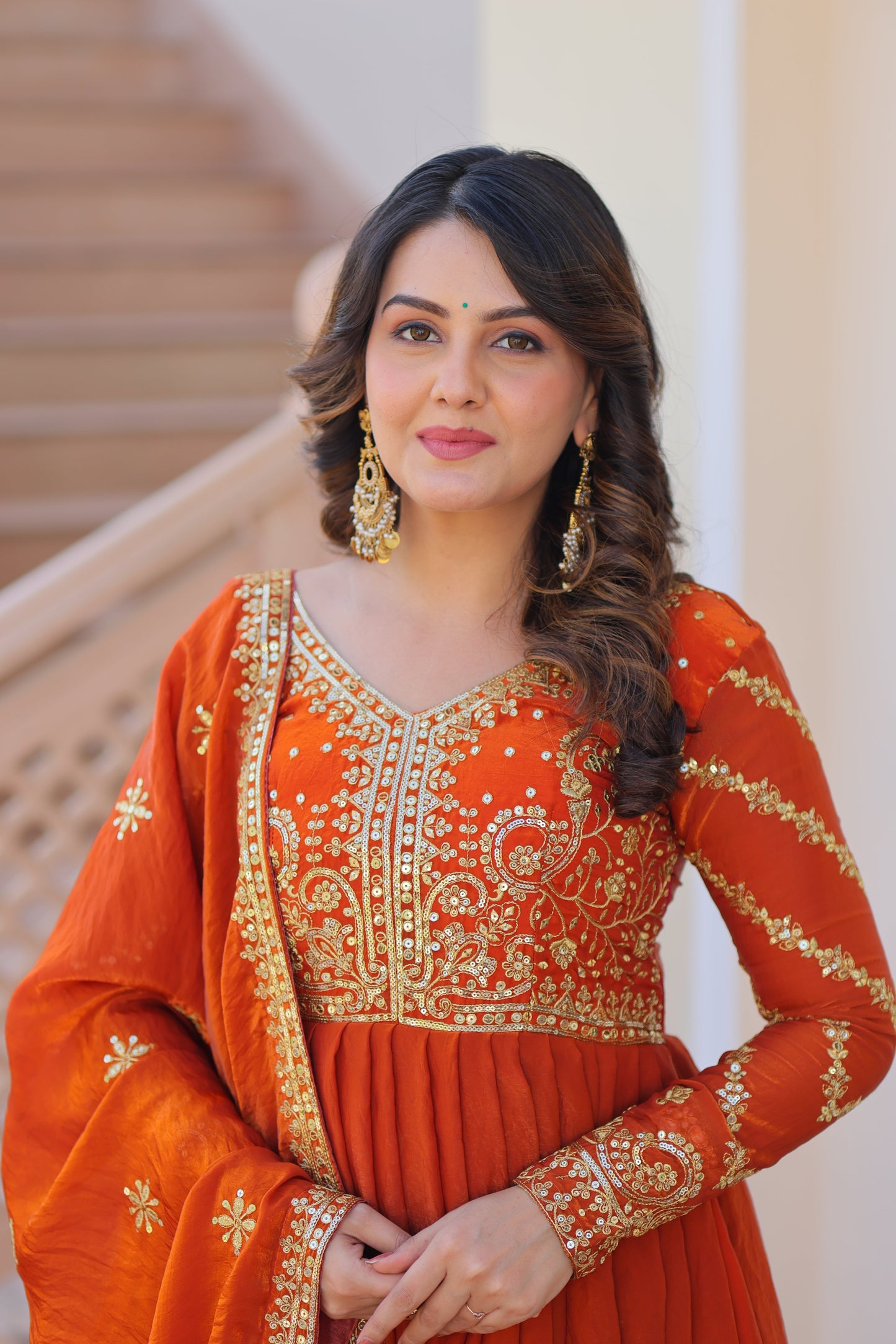 💗 Fendy Fabric gown with Sequins-Multi Embroidered Work Dupatta, it Designed to Smoothly Fitted all body types, gowns for women combine the best parts of  Indian Ethnic & Party wear into  stunning ensemble. 💝🤳 GOWN-DUPATTA COLLECTIONS 2025💃