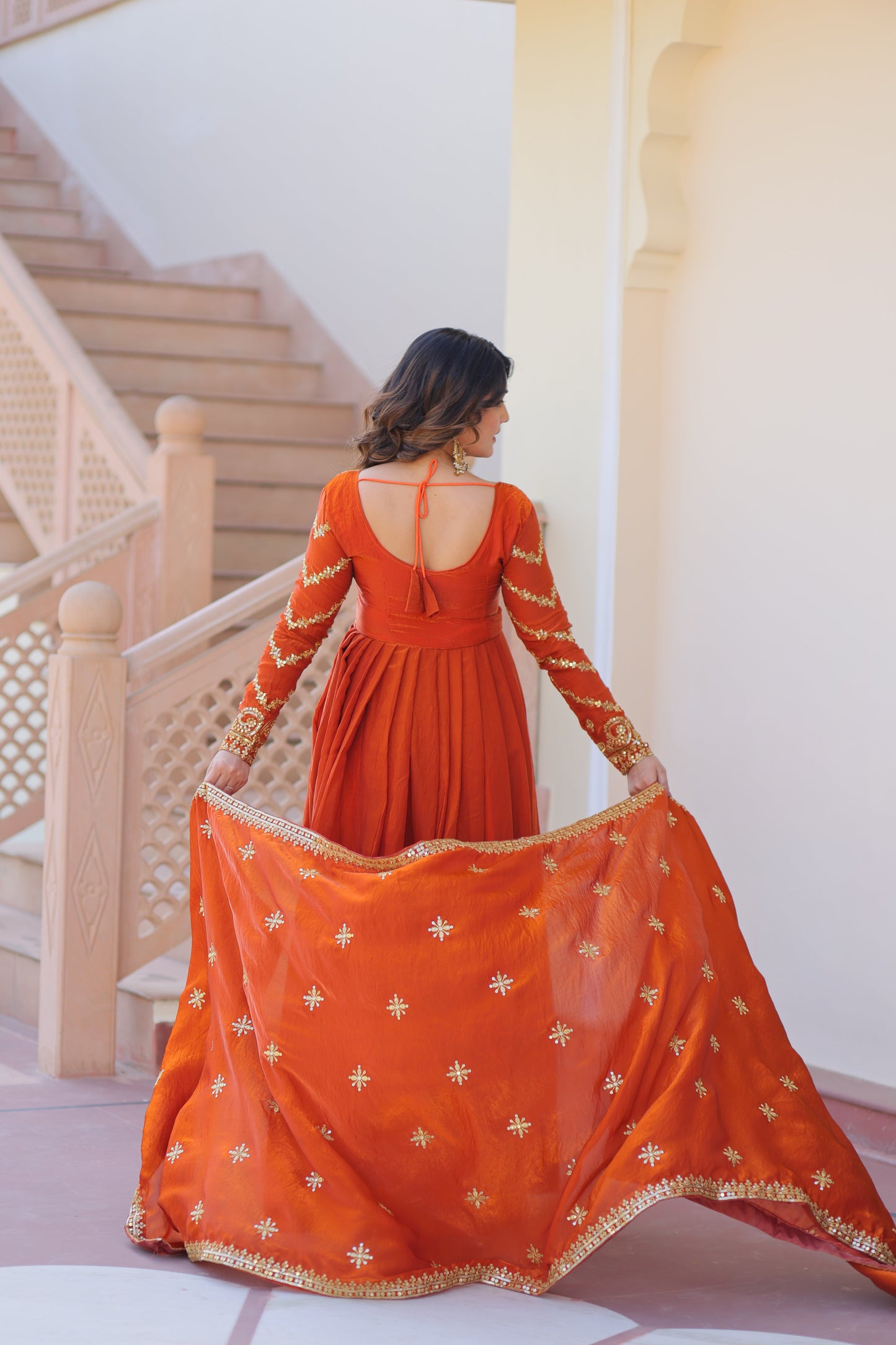 💗 Fendy Fabric gown with Sequins-Multi Embroidered Work Dupatta, it Designed to Smoothly Fitted all body types, gowns for women combine the best parts of  Indian Ethnic & Party wear into  stunning ensemble. 💝🤳 GOWN-DUPATTA COLLECTIONS 2025💃