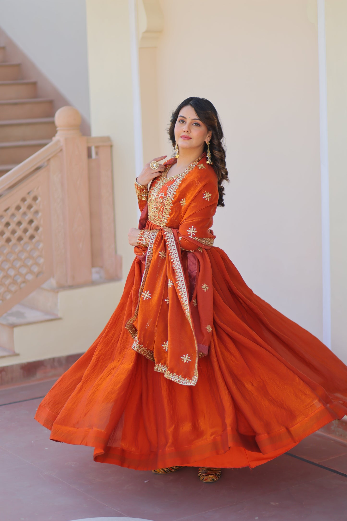 💗 Fendy Fabric gown with Sequins-Multi Embroidered Work Dupatta, it Designed to Smoothly Fitted all body types, gowns for women combine the best parts of  Indian Ethnic & Party wear into  stunning ensemble. 💝🤳 GOWN-DUPATTA COLLECTIONS 2025💃