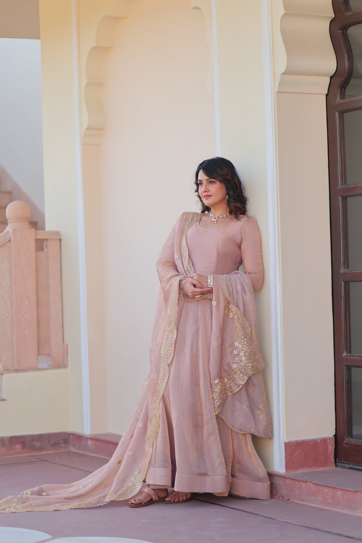 🤳🏻 PREMIUM READYMADE GOWN-DUPATTA COLLECTIONS 2025 💃🏻  💗 Fendy Chiffon gown with Sequins-Multi Embroidered Work Dupatta, it Designed to flatter all body types, gowns for women combine the best parts of western and Indian wear into one stunning ensemble. 💝