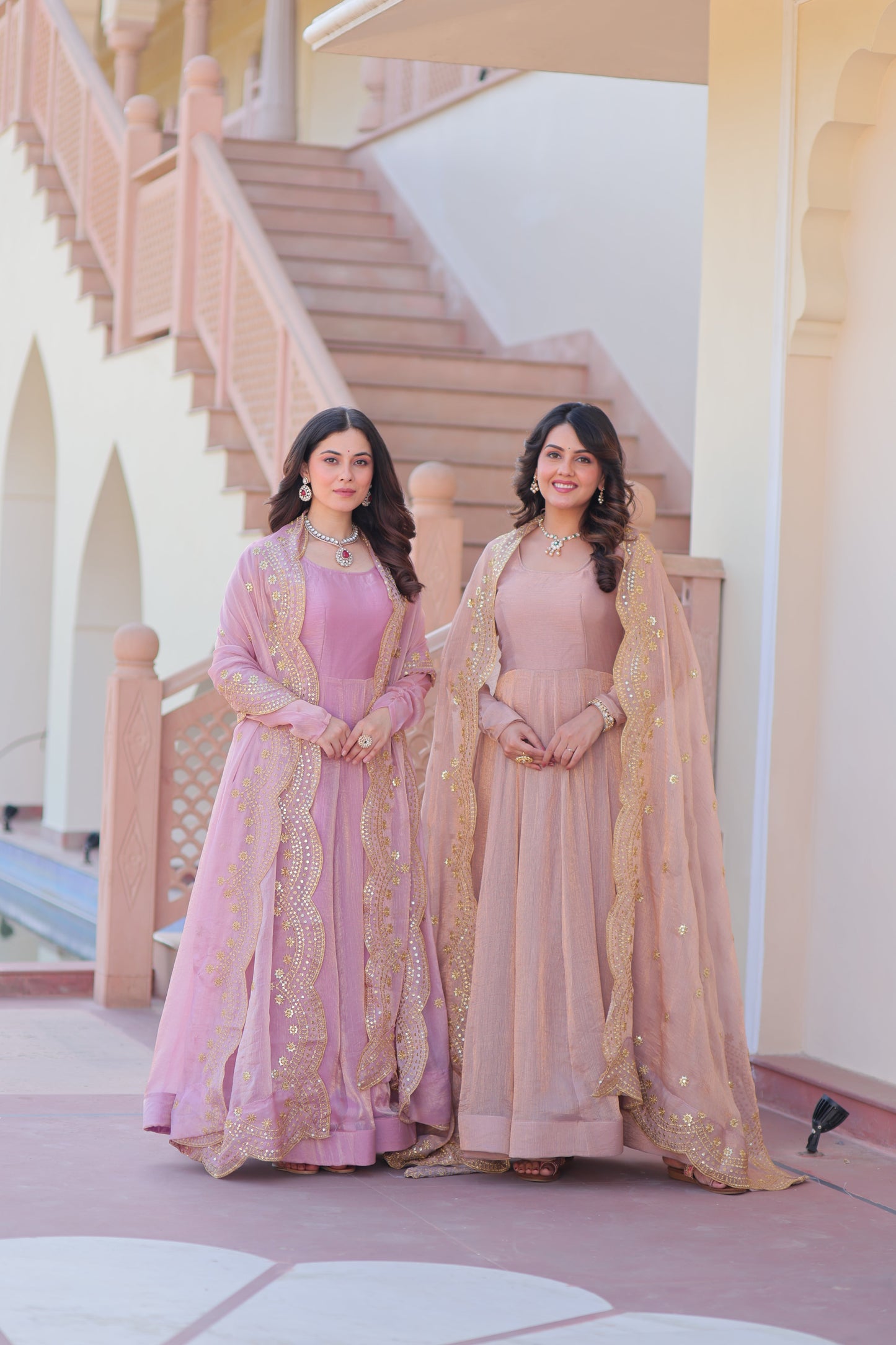 🤳🏻 PREMIUM READYMADE GOWN-DUPATTA COLLECTIONS 2025 💃🏻  💗 Fendy Chiffon gown with Sequins-Multi Embroidered Work Dupatta, it Designed to flatter all body types, gowns for women combine the best parts of western and Indian wear into one stunning ensemble. 💝