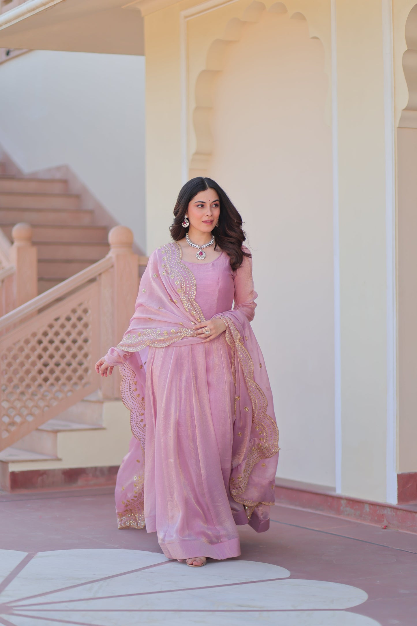 🤳🏻 PREMIUM READYMADE GOWN-DUPATTA COLLECTIONS 2025 💃🏻  💗 Fendy Chiffon gown with Sequins-Multi Embroidered Work Dupatta, it Designed to flatter all body types, gowns for women combine the best parts of western and Indian wear into one stunning ensemble. 💝