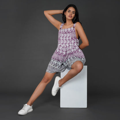 Ombre Cotton Schiffli Dungaree-Style Jumpsuit