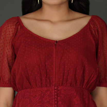 Scarlet Cotton Net Lace Waist Panel Top