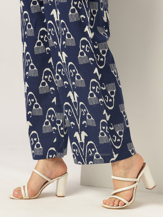 Navy Blue Ethnic Print Co-ord Set for Women – Stylish Comfort Wear